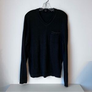 Boss Gray Cashmere Cotton V-Neck Men’s Sweater Top Size XL